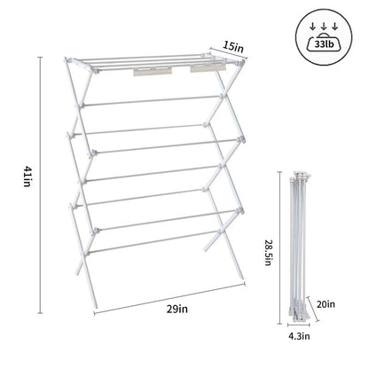YUBELLES 3 Tiers Foldable Clothes Drying Rack, Vertical Laundry Rack Portable and Collapsible for Storage Indoor Outdoor, White