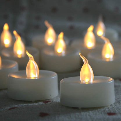CANDLE CHOICE Battery Operated Flameless Tea Lights Realistic Flickering Electric LED Tealight Candles Set Wedding Party Halloween Christmas Decorations Table Centerpieces Batteries Included 12 Pack