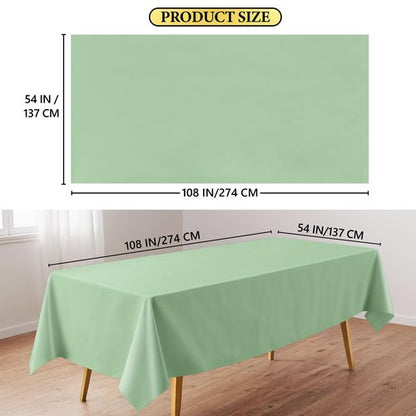 FAGNBED 4 Pack Sage Green Disposable Tablecloth, 54×108 Inches Waterproof Plastic Rectangle Table Cover, Leakproof & Sturdy Table Cloth for St Patricks Day, Picnic, Party Decoration