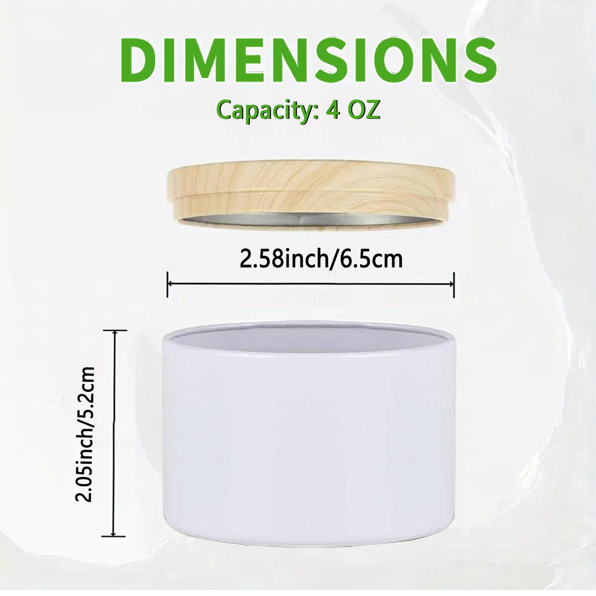 ABK 24PCS 4oz White Candle Tins With Wood Grain Lids, Matte Jars for Candle Making, Empty Metal Container
