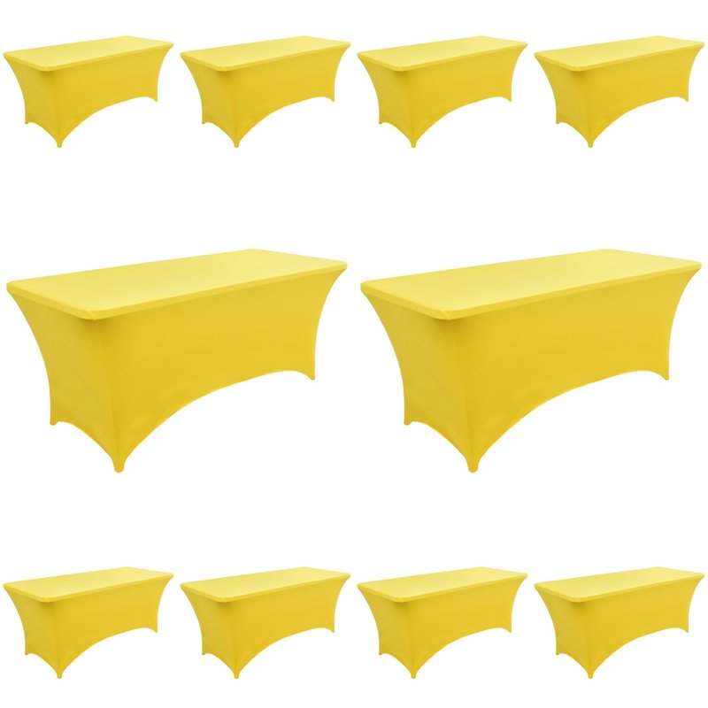 ZarzaaSik 10-Pack 6ft Spandex Table Covers for Rectangle Standard Folding Tables - Wrinkle Resistant Stretch Tablecloths - Ultimate Fitted Table Protector for Parties, Banquet, Wedding
