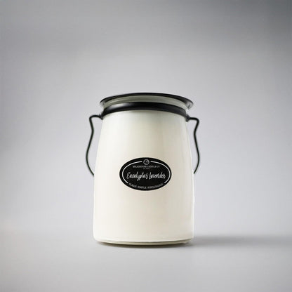 Milkhouse Candle Company Eucalyptus Lavender Soy Candle - Lavender | Eucalyptus | Soft Spice Scented - 22 oz Butter Jar with Lid, 120+ Hour Burn Time, Made in the USA