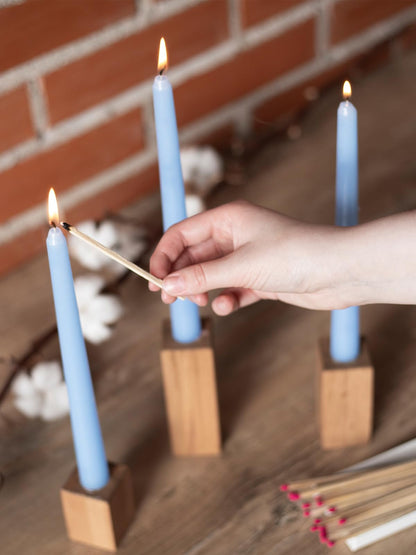 CANDWAX 12 inch Light Blue Taper Candles Set of 12 - Unscented Smokeless Dripless Tall Candle Sticks - Perfect for Special Occasions, Ordinary Dinners and as Easter Candles - Light Blue Candlesticks