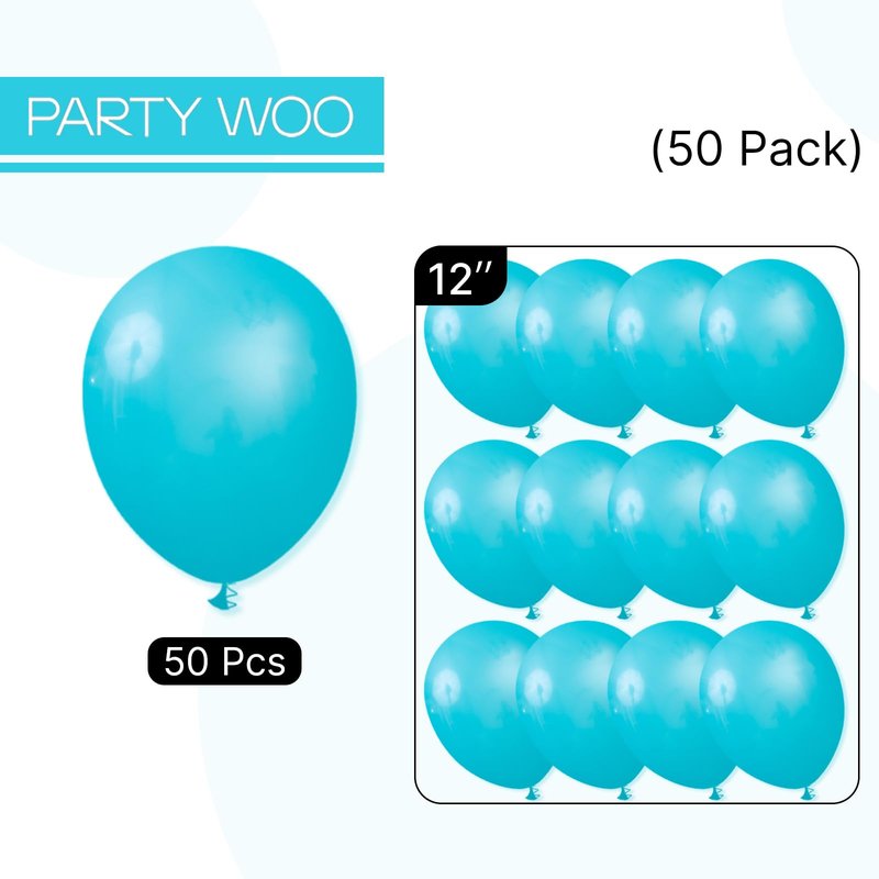 PartyWoo Dark Teal Balloons 50pcs 12 Inch Turquoise Aqua Blue Teal Balloons for Graduation Wedding Baby Shower Bridal Shower Gender Reveal Engagement Birthday Pool Party Decorations Blue-Y17