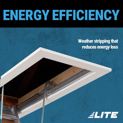 LITE 10-Foot Aluminium Attic Ladder 54" W x 22.5" H (Rough Opening), 375-Pound Load Capacity, Type IAA, AP2240MS