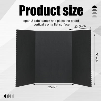Paterr Trifold Poster Board with Storage Bag, Hook and Loop Fabric, Foldable 3 Panel Presentation Board for Science Fair and Exhibitions(Black,72 x 36 Inch)