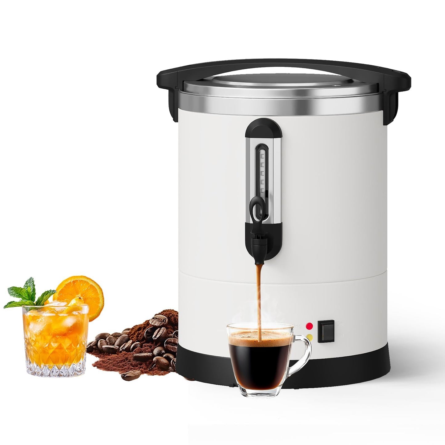 80 Cups Large Coffee Urn with Double Wall Insulation, 12L/3.2 Gallon Stainless Steel Commercial Electric Coffee Maker with Hot Drinks and Hot Water, for Weddings, Parties, Catering, and Buffets