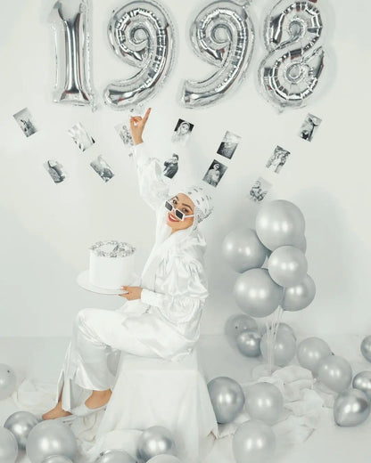 9th Birthday Decorations | Silver 40-Inch Number Balloon - Giant Party Supplies for Boys & Girls
