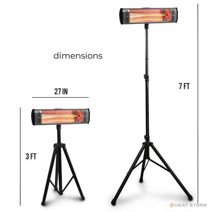 Heat Storm HS-1500-TT Infrared, 7 ft Cord, Tripod + Heater, Black