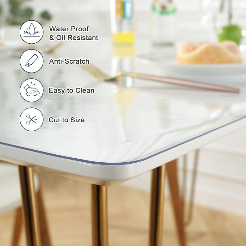 LovePads Clear Desk Mat 16 x 63 Inch, 1.5mm Thick Clear Table Protector, Waterproof Plastic Table Cover Protector, PVC Desk Protector Mat, Vinyl Desk Cover for Desktop, Coffee & Dining Table