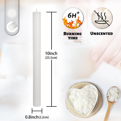 Unscented Long Spiral Taper Candle Handmade Dripless White 10 Inch Smokeless Tall Twisted Candlesticks Elegant Wave Design for Home Wedding Festive Décor