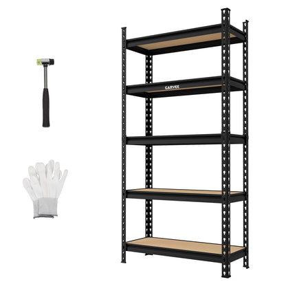 Garvee 5-Tier Heavy Duty Storage Shelves, 2204 lbs Capacity Adjustable Garage Shelving Unit with MDF Boards, Metal Standing Shelf Organizer for Kitchen, Pantry, Basement - 30" W x 12" D x 60" H
