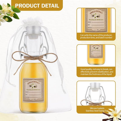zjdbset 20Pcs 4 oz Swing Top Glass Bottles for Vanilla Extract Homemade,Flip Top Glass Bottles for Food Storage Canister for Hot Sauce Beans