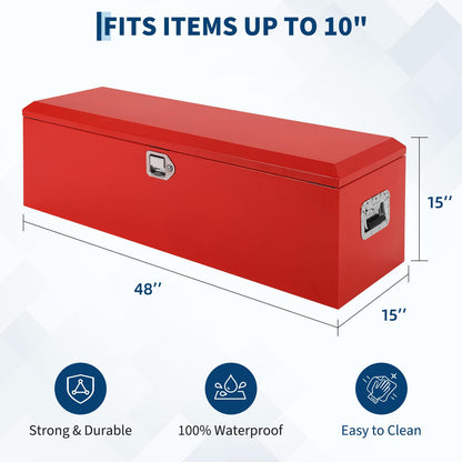 COZONY Heavy Duty 48x15 Inch Steel Truck Bed Tool Box, Lockable Weatherproof Cross-Bed Storage Chest, Industrial Strength for Full-Size Pickup RV Trailer
