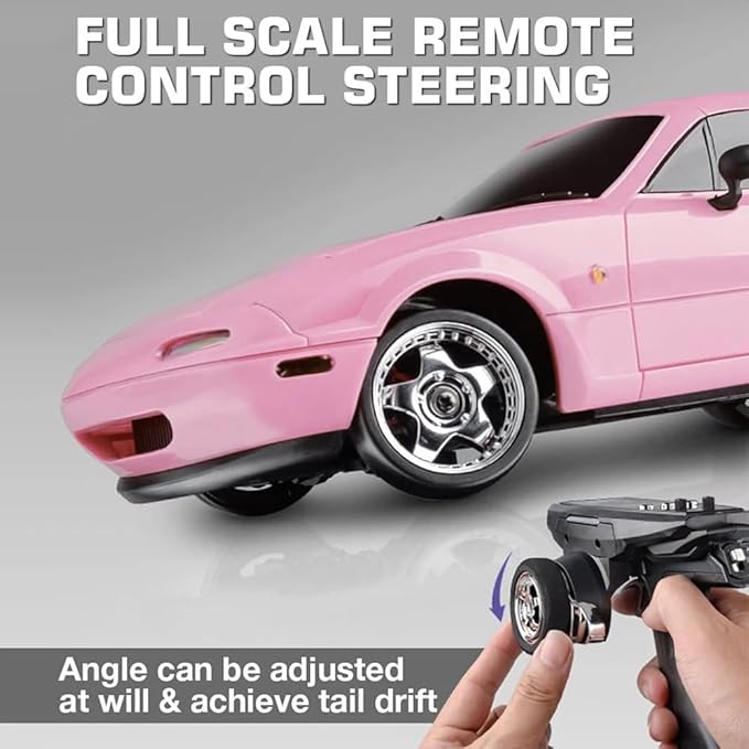LDRC 1804 1/18 Scale Mini RC Drift Car with Gyro LED Lights RWD Full Proportional 2.4GHz Remote Control Racing Sport Drift Car Indoor Gift for Adult - RTR Version / 2 Battery