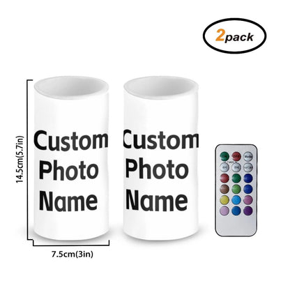 Luarisgur Custom Flameless Candles with Remote and Timer Personalized Battery Operated Candles 12 Color Changing Customized LED Fake Candles Home Decor Bedroom 2 Pack