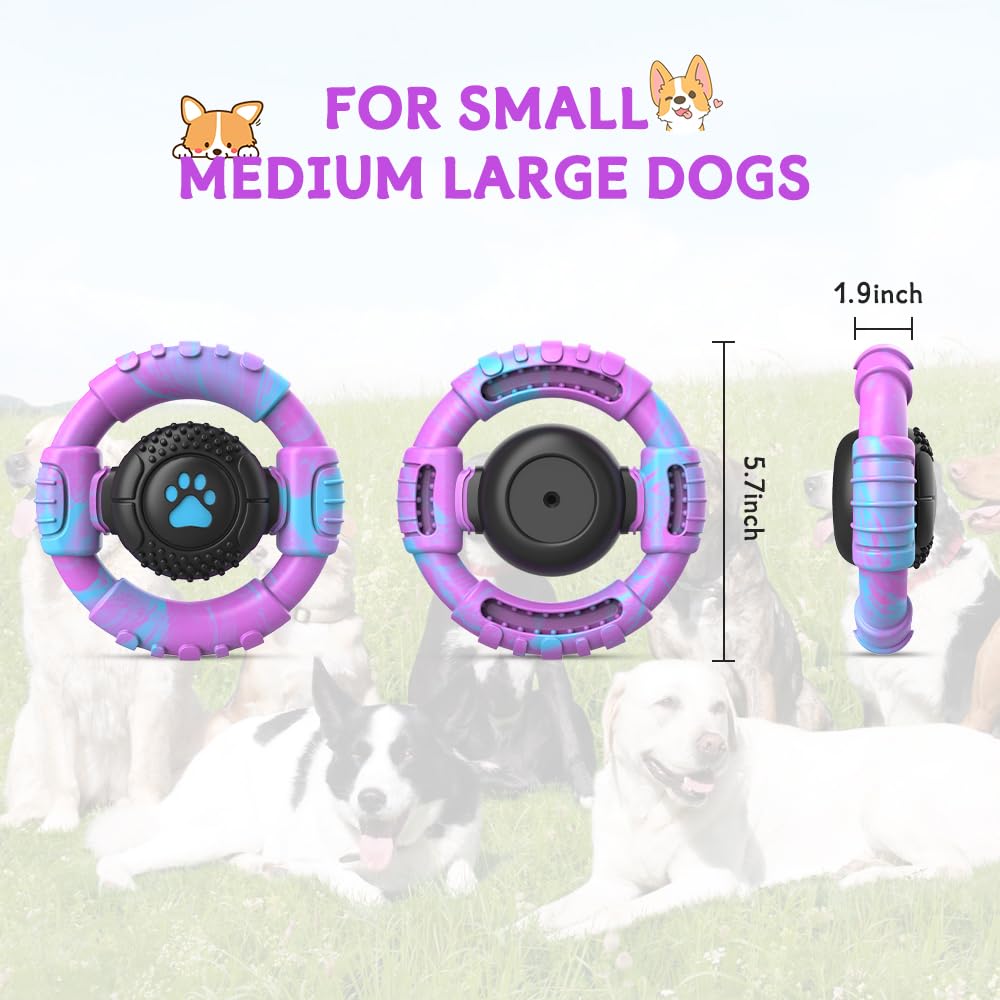 VRTOP Dog Toys for Aggressive Chewers Large Medium Small Breed Indestructible Durable Tough Squeaky Dog Chew Toys to Keep Them Busy Nylon Rubber Interactive Dog Toys
