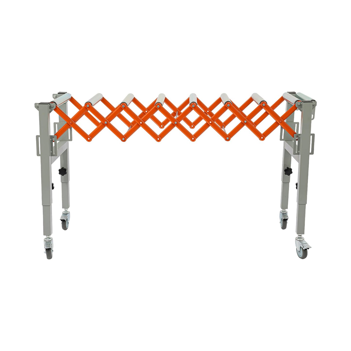 Adjustable Roller Conveyor 110LBS Telescopic Conveyor Roller Table with Scale Display & 2 Hooks Length 18'' to 51'' Height 20'' to 32'' Flexible Folding Turning Conveyor Belt 17'' Wide Conveyor Roller