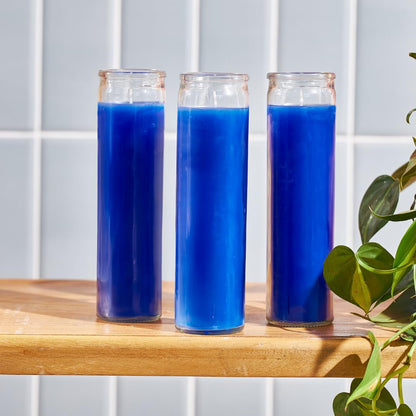 Simply Soson 2x8 inch Blue Devotional Candles in Glass Jar - 1 Piece - 90 Hours – Prayer Candle - Tall Pillar Candles for Religious, Memorials, Party Decor