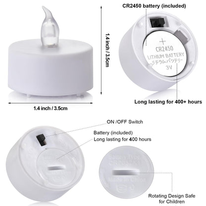 Mookray 24Pack Remote Control LED Tea Lights Battery Operated Flameless Candles Realistic and Bright Flickering Long Lasting 400 Hours Electric Candles for Christmas Home Party Wedding Decor (White)