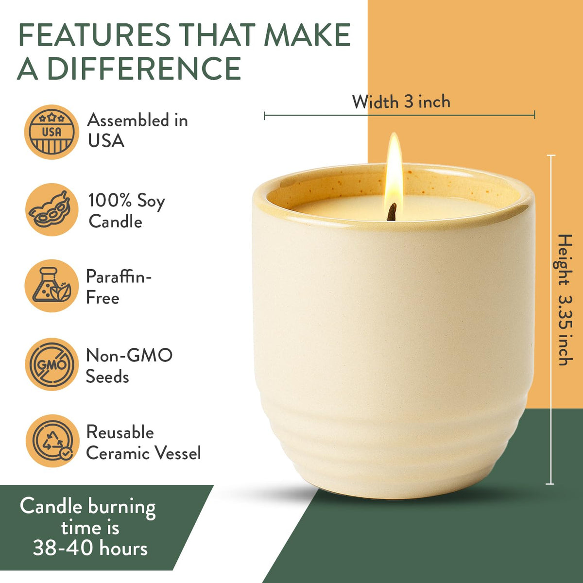 Modern Sprout - 2-in-1 Soy Candle & Planter - Golden Moments (Cali Lemon, Amber, Moss) 6 Oz Scented Candle with Sage Seeds - Dual Purpose Jar - 38-40 Hour Burn – Perfect Plant Lovers Gift