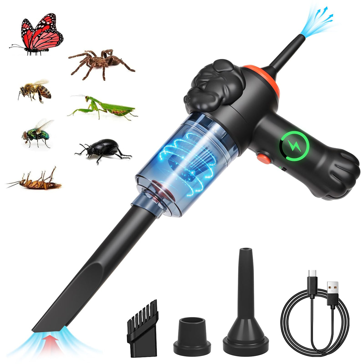 Paddsun Bug Catcher Vacuum Insect,Cordless Rechargeable Handheld Bug Sucker Vacuum with Strong Suction for Car, Home, Office,Portable Vacuum Cleaner for Insect Stink Bug Spider