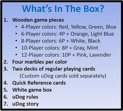 uDog Board Game | Old-Fashioned Fun for 2–12 Players | Made in The USA | Durable Wooden Pieces to Last a Lifetime | Family Game Night (4-Player)