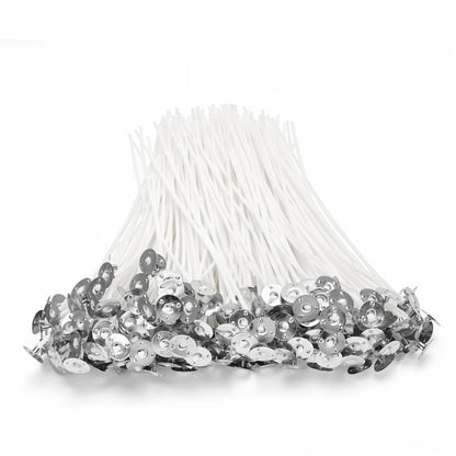 Aubeco 300Pcs Candle Wick, Low Smoke 8 Inch Pre-Waxed Cotton Wick with Tabs, Natural Cotton Core for Candle Making, Soy Candle DIY