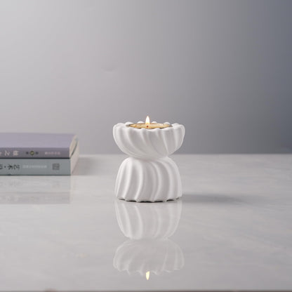 ICNBUYS Twizzle Twist Tealight Holder, Decorative Tealight Candle Holder for Table Display, Romantic Unique Home Décor Aesthetic, Housewarming Gift, Spiral Sculpture Diwali Tea Light Stand Cement