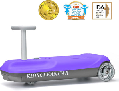 12V Ride-On Car with Cleaning Fun, 3 in 1 Gokart, Soft-Start, 5-Speed Adjustable, Detachable mop, Rechargeable Battery, 160lbs Capacity, Indoor & Outdoor for Kids Ages 3+ Purple