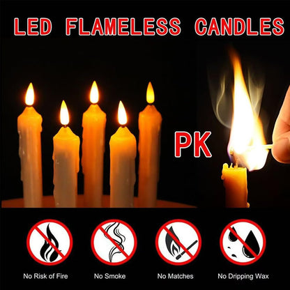 Mxqdhx 12 Flameless Taper Candles LED Taper Candles Flickering Bulk Ivory LED Candlestick for Halloween Christmas Wedding Church Easter Party Decor Table Centerpiece, Warm Yellow 6.1 in, No Batteries