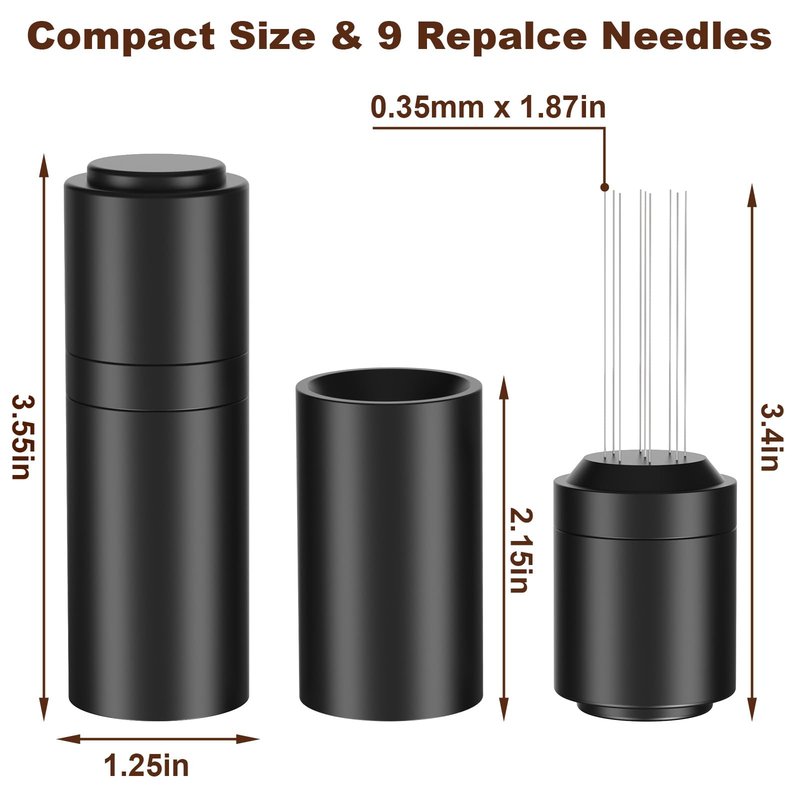 TIVERAIN WDT Espresso Distribution Tools Espresso Stirrer Tool WDT Coffee Distributor for Barista Espresso Machine Accessories 9*0.35mm Espresso Grounds Stirrer with Extra 9 Replaceable Needles,Black