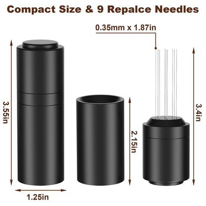 TIVERAIN WDT Espresso Distribution Tools Espresso Stirrer Tool WDT Coffee Distributor for Barista Espresso Machine Accessories 9*0.35mm Espresso Grounds Stirrer with Extra 9 Replaceable Needles,Black