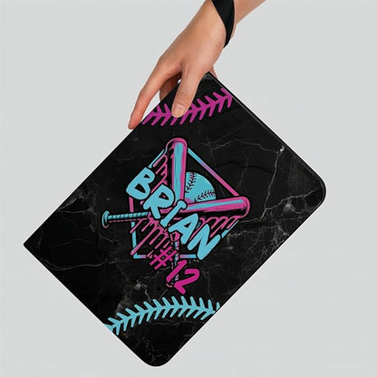 Personalized Ice Cream Drip Baseball Card Binder with Name &amp Number – Zipper Trading Card Album with Handle – Collector Case for Players &amp Fans (Ice Cream Drip Art #5)