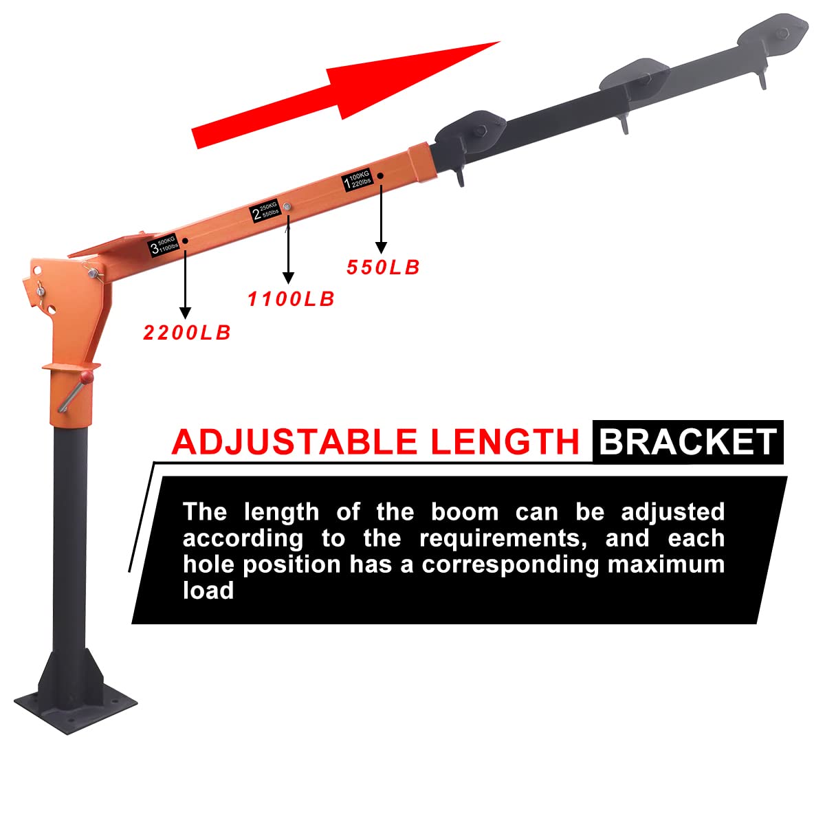 ROCK-HULK 2200lb Folding Truck-Mounted Bed Crane - 5000lb Winch, Painted Steel Jib Hoist Lift for Pickups, 12V Electric/Hand Operated, Ideal for Farm, Construction, and DIY Loading