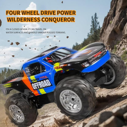 Waterproof RC Monster Truck Amphibious Remote Control Trucks 13In Big Off Road RC Cars for Kids 4WD 360° Rotation Two Rechargeable Batteries Gifts for Boys Girls Age 4-12 Pool Toys (Blue)