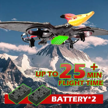 Dinosaur Remote Control Drone 2.4G EPP Foam RC Pterodactyl Hobby RC Airplanes with 6-Axis Gyro One Key Takeoff Landing Stunt Roll &amp 360 Flip Fighter Jet Toy Christmas Birthday Gift for Boys Gi