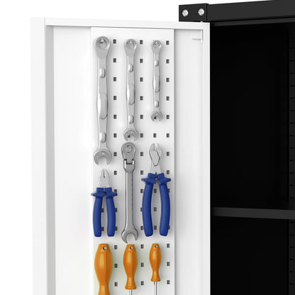 IDEALHOUSE Rolling Tool Cabinet with Lock, 72" Heavy Duty Steel Garage Storage, 4 Adjustable Shelves, Pegboard, Mobile Organizer for Tools, Workshop, Home, Industrial Steel Storage Cabinet On Wheels