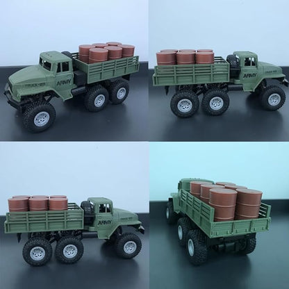 GoolRC RC Military Truck 1:16 Scale 6WD Remote Control Car 2.4GHz Off-Road RC Truck with LED Light and 2 Batteries All Terrain Army Transport Vehicle for Adults