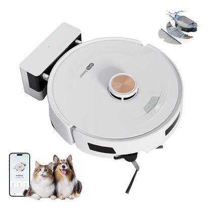 Robot Vacuum and Mop Combo with Smart Mechanical Arm, 10000Pa Suction, Smart Mapping, Obstacle Avoidance, Self-Charging, WiFi App & Alexa, 150 Mins Runtime, For Pet Hair, Floors, Carpets, Home Office