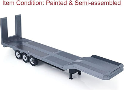 73.5Cm Plastic Semi Trailer Flatbed 1502 for 1/18 Remote Control Tractor Truck Huina 1501 Electronic Support Legs Tail Board fit with TH25071 770S Tractor for Ages 14+(Gray)
