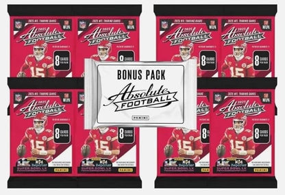 2025 Panini Absolute Football Trading Card Bundle Box 8 Packs Per Box and 1 Bonus Pack