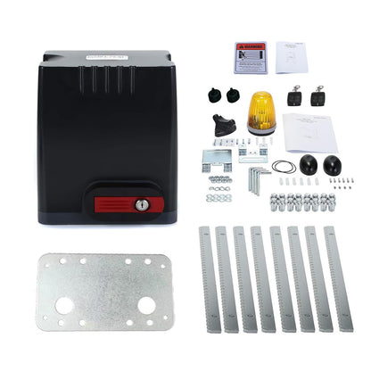 GATEXPERT Sliding Gate Opener Kit with AC110V/60HZ Motor for 1350lb 40ft Gate,Wireless Remote, Alarm Lamp and Infrared Sensor, Gear Rack Driven Automatic Gate Operator with 13.12ft Racks (DK1350)