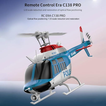RC ERA 1/33 Scale C138 Pro Bell 206 RC Helicopter 2.4G 6CH 6-Axis Gyro Flybarless Heli with Optical Flow Upside Down 3D Rolling One-Key Takeoff(2 Battery)