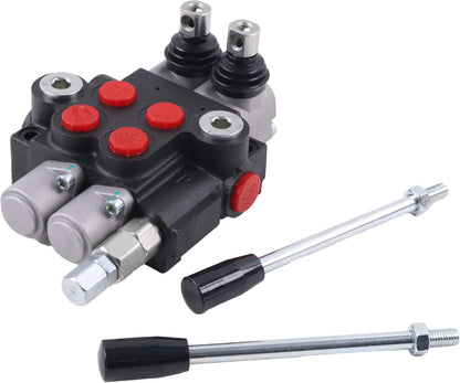Solarhome 2 Spool Hydraulic Direction Control Valve Open Center Double Acting 13 GPM 3600 PSI SAE Ports Compatible With Tractors Loaders Log Splitters