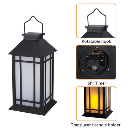 Bdor 13-Inch IP65 Waterproof Battery-Powered Outdoor Lantern with Led Flameless Candle and 6-Hour Timer - Decorative Lantern for Patio & Garden(2 Pack)