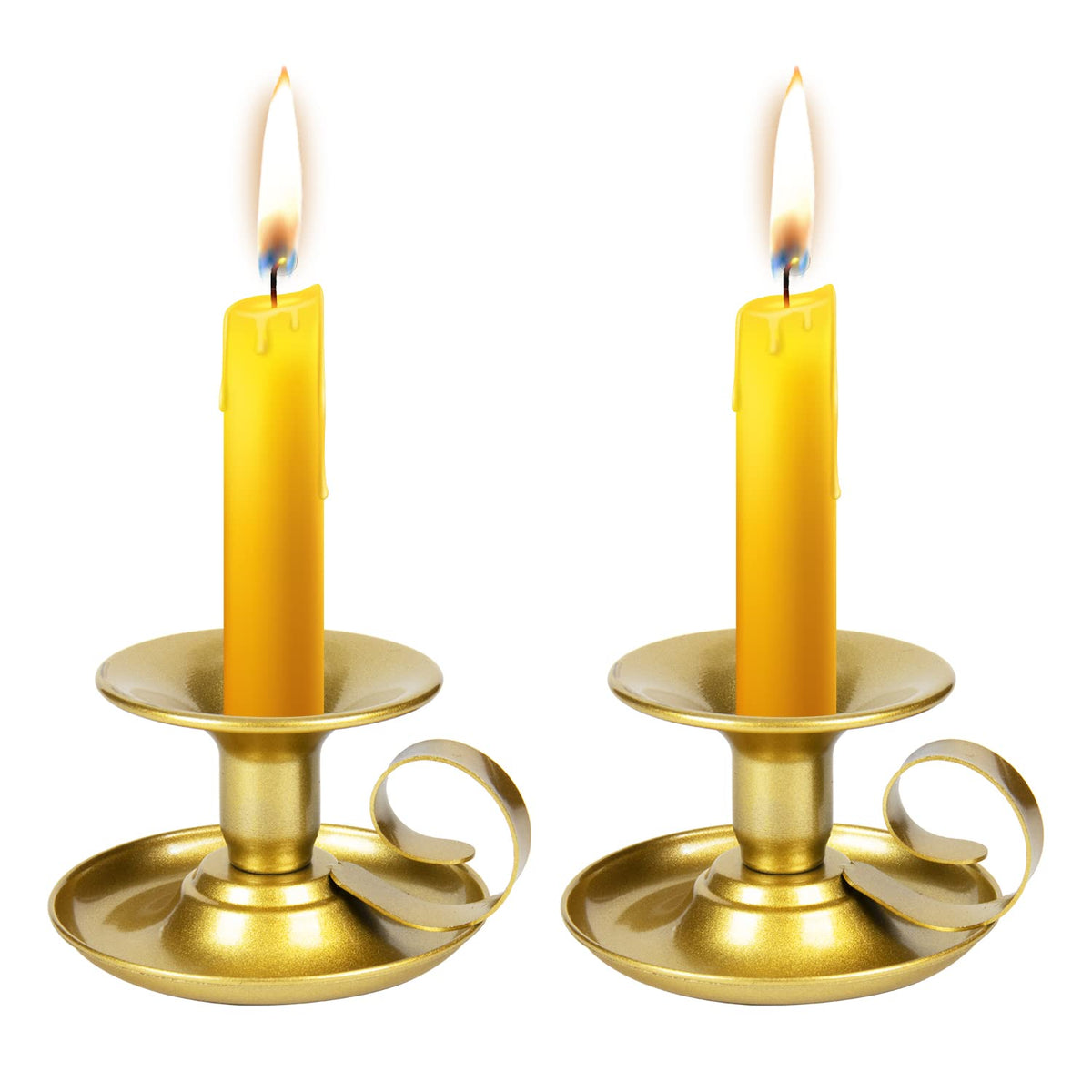 Candle Holders – 2pcs Gold Retro Iron Taper Candlestick Holder Centerpieces for Wedding, Party, Xmas, Home Table Decor (Gold,2pcs)