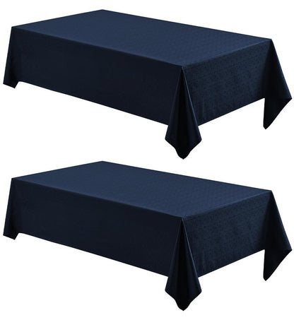 Veblandy 2 Pack Rectangle Tablecloth, 60x120 inch, Water Resistant Wrinkle Free Linen Textured Table Cloth Washable, Decorative Fabric Table Cover for Dining, Party and Camping, Navy Blue