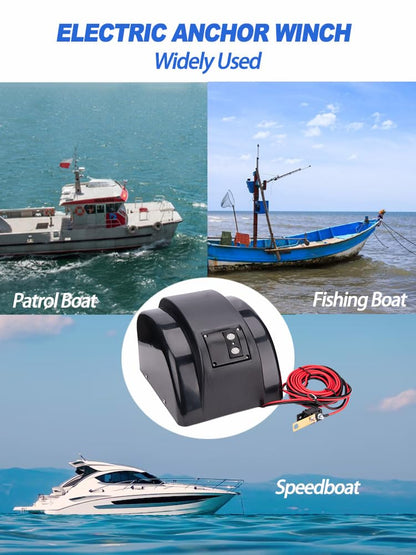 Electric Anchor Winch,Marine Anchor Winch Saltwater Boat Anchor Windlass Kit with Wireless Remote Control,Anchors Up to 45 LBS, Heavy Duty Towing Winches for Fishing Boat Pontoon Boat (45LBS, Black)