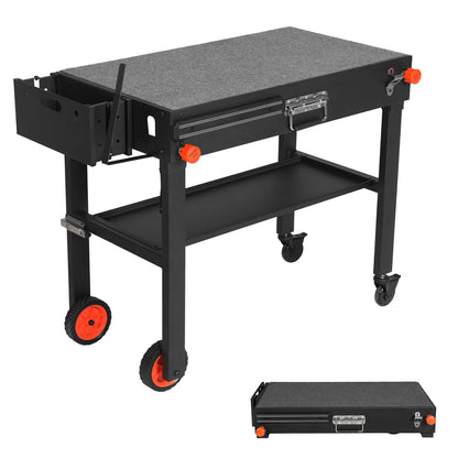Outdoor Portable Grill Table Stand - Folding Prep Stand for 17" or 22" Blackstone Griddle, Large Space Blackstone Table with Wheels, Pizza Oven Cart for Ninja, Patio Grilling Backyard BBQ Grill Cart.